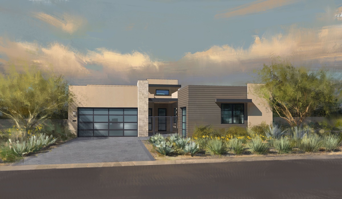 Rendering of The Essence at Aura by Camelot Homes.