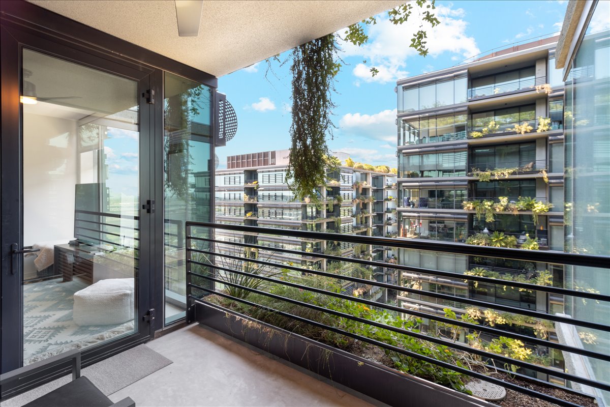 Balcony of a condo at Optima Kierland in Scottsdale, Arizona.
