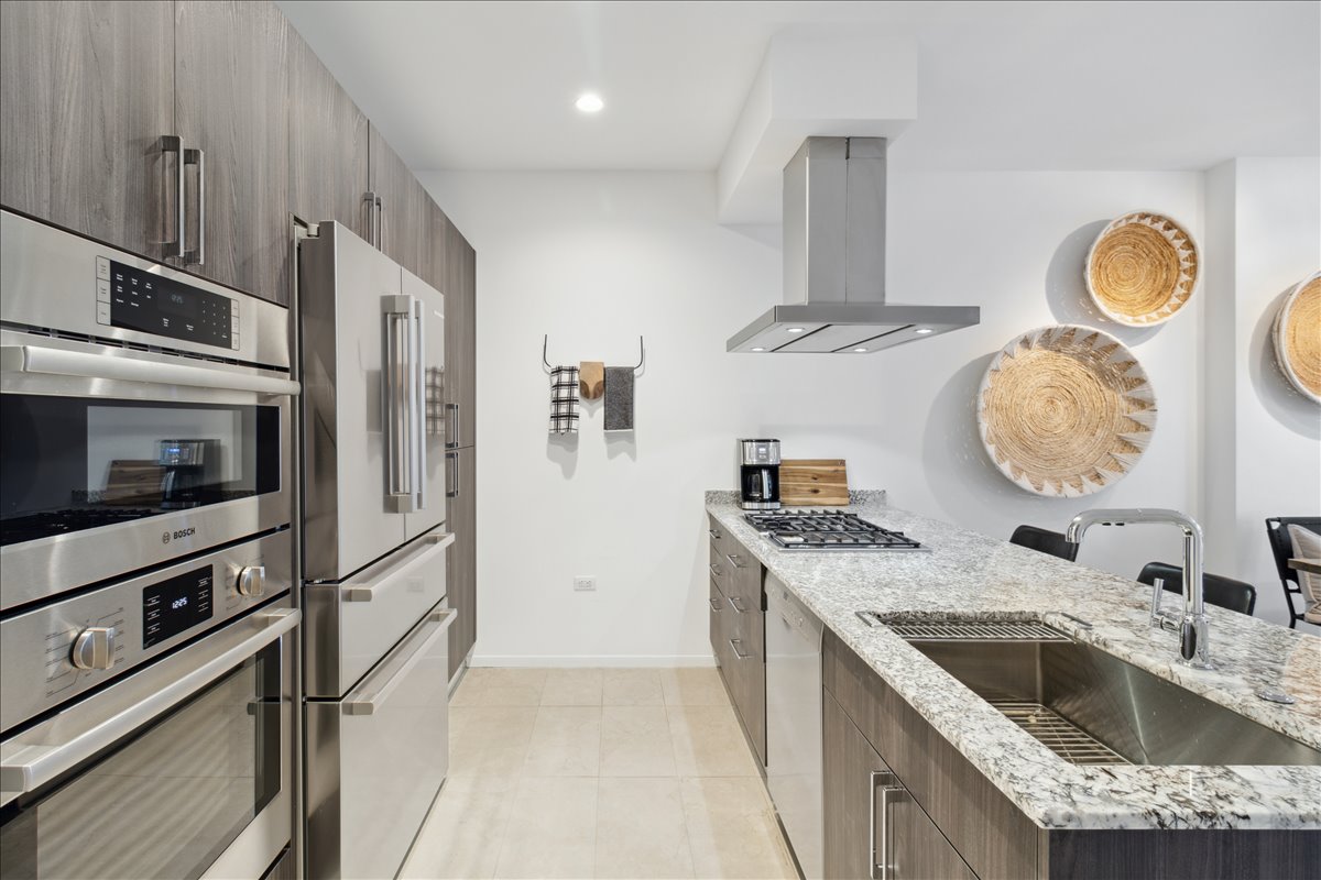 The kitchen of a condo unit at Optima Kierland.