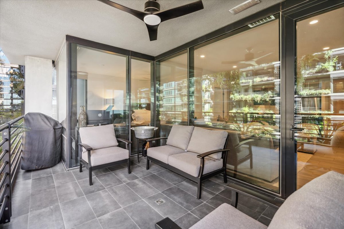 Patio of a condo for sale in Optima Kierland.
