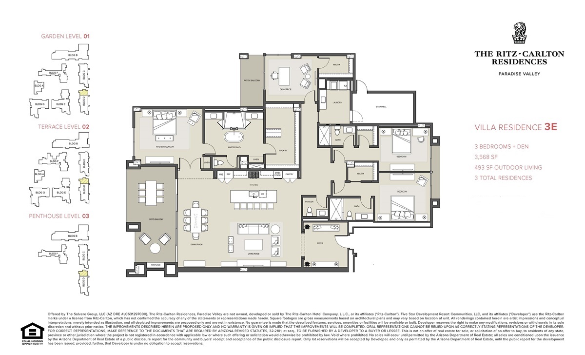 Ritz-Carlton, Paradise Valley - Villa 3E Floor Plan.