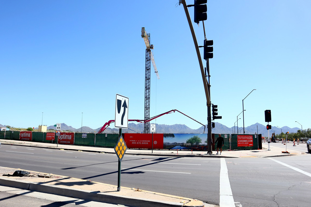Optima McDowell Mountain Village under construction in Scottsdale, Arizona.