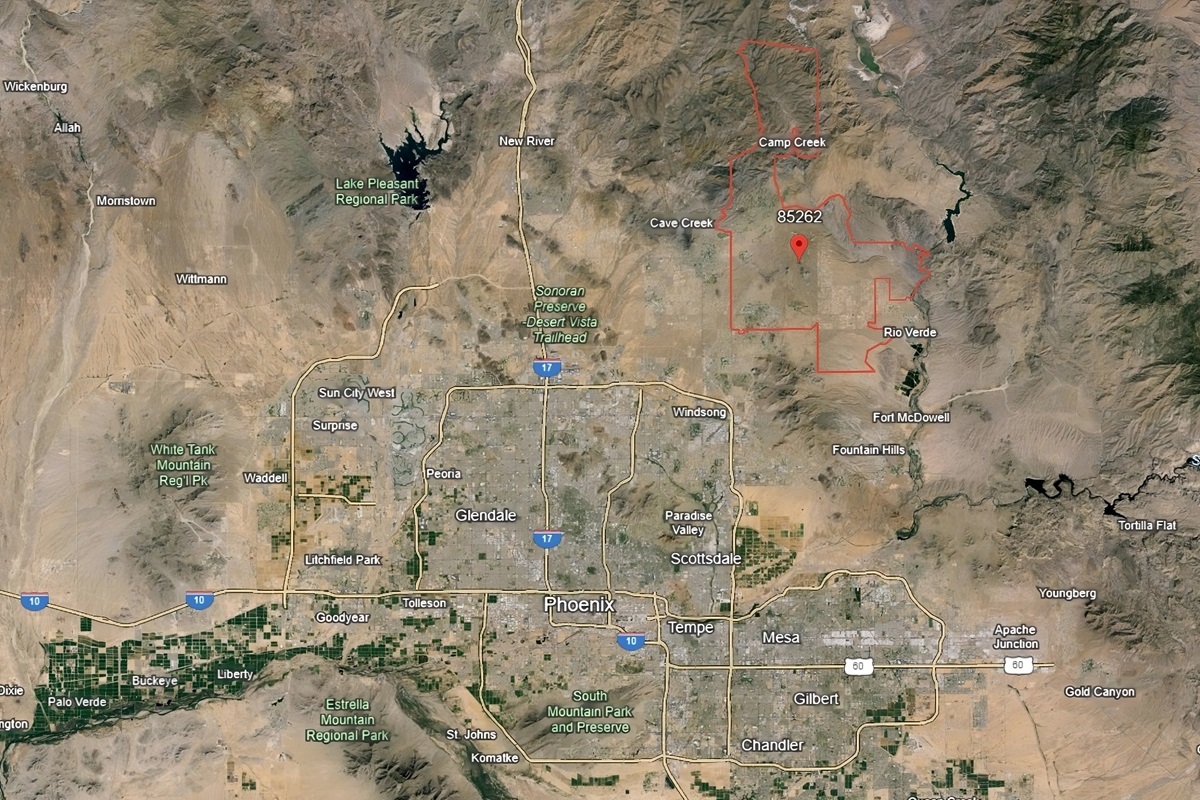 Map of the 85262 zip code in Scottsdale, Arizona.