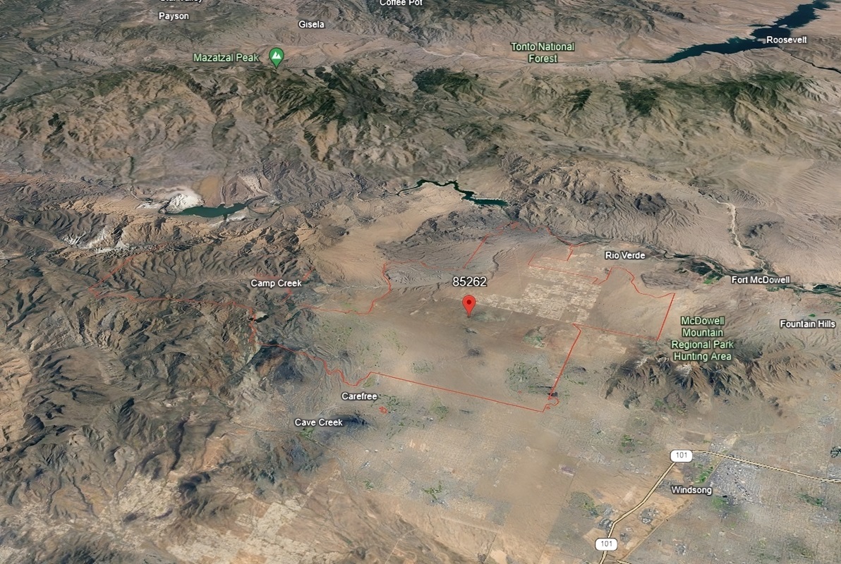 Map of the 85262 zip code in Scottsdale, Arizona.