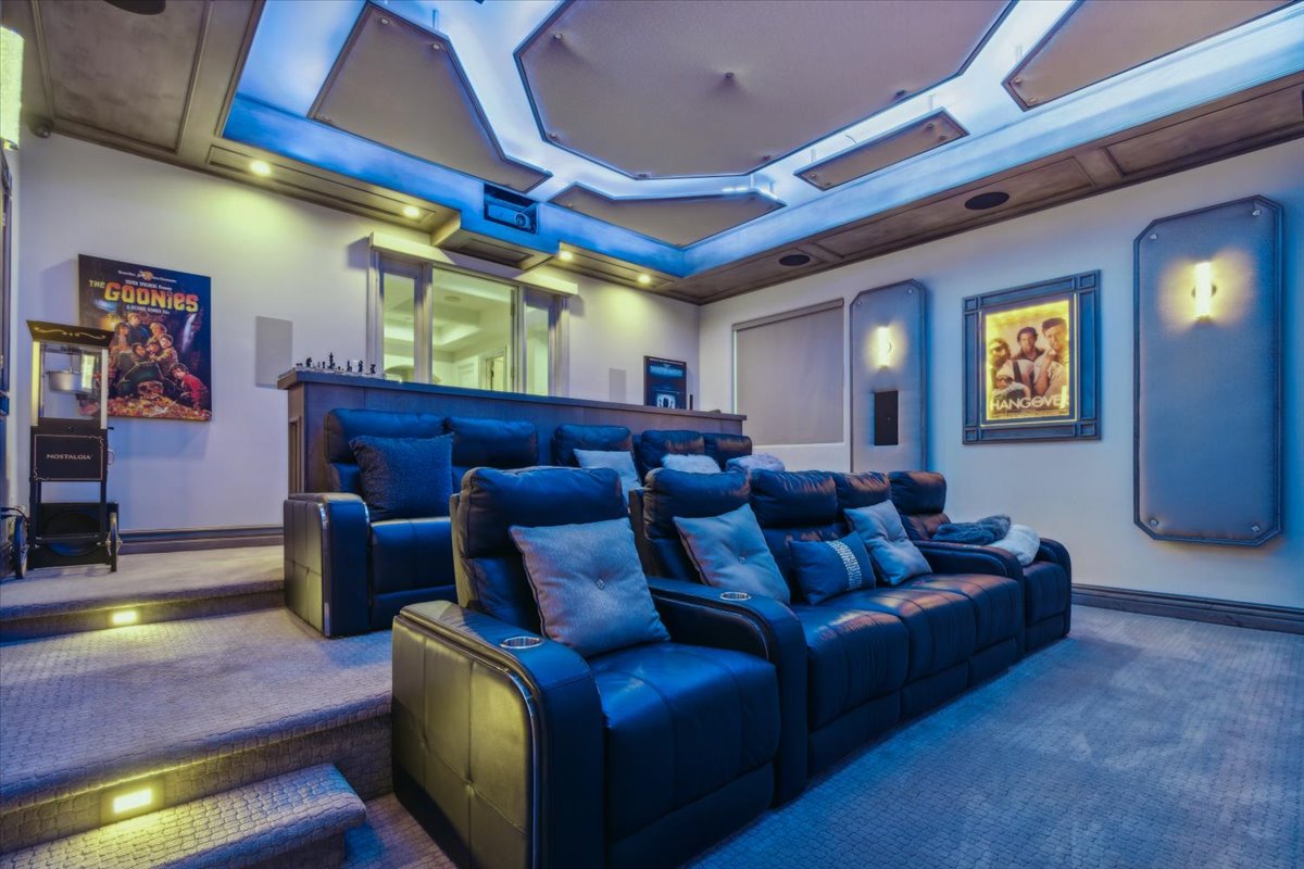 A luxury home's movie theater.