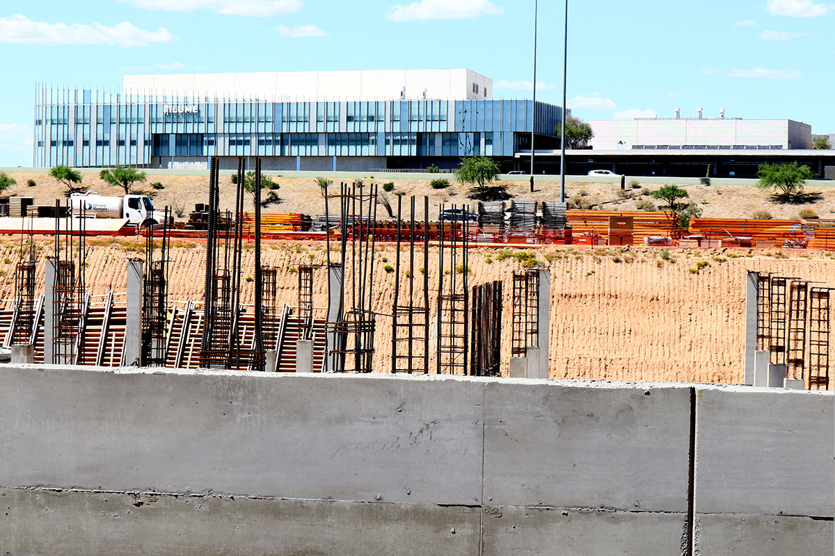 Construction progress at Optima McDowell Mountain Village in North Scottsdale.