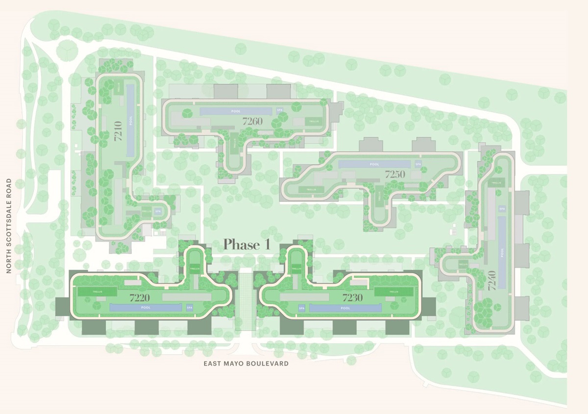 Site plan for Optima McDowell Mountain Village.