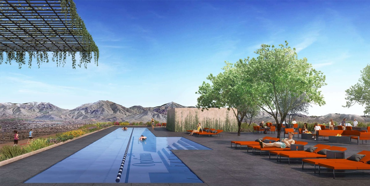 Rendering of Optima McDowell Mountain Village's rooftop deck.