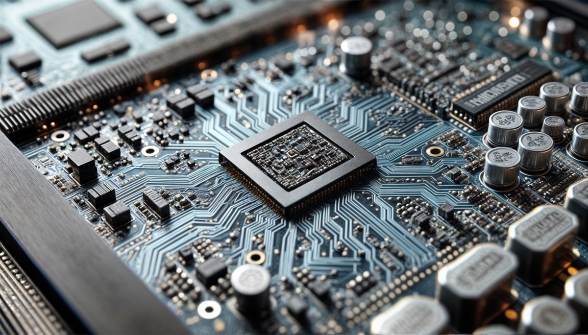 Rendering of a motherboard.