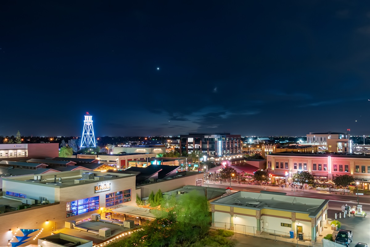 The city of Gilbert, Arizona at night.