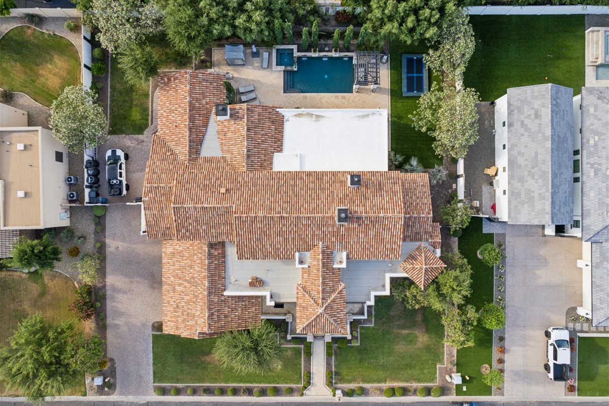 A luxury home seen from above.