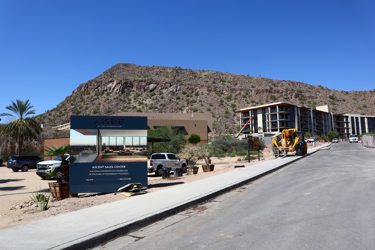 Construction photo of the Mountainside Residences condos at Ascent at The Phoenician.