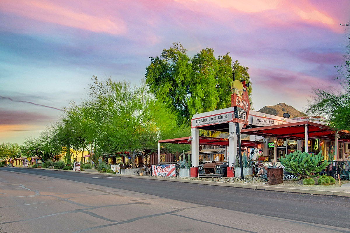 Cave Creek Arizona at sunset.