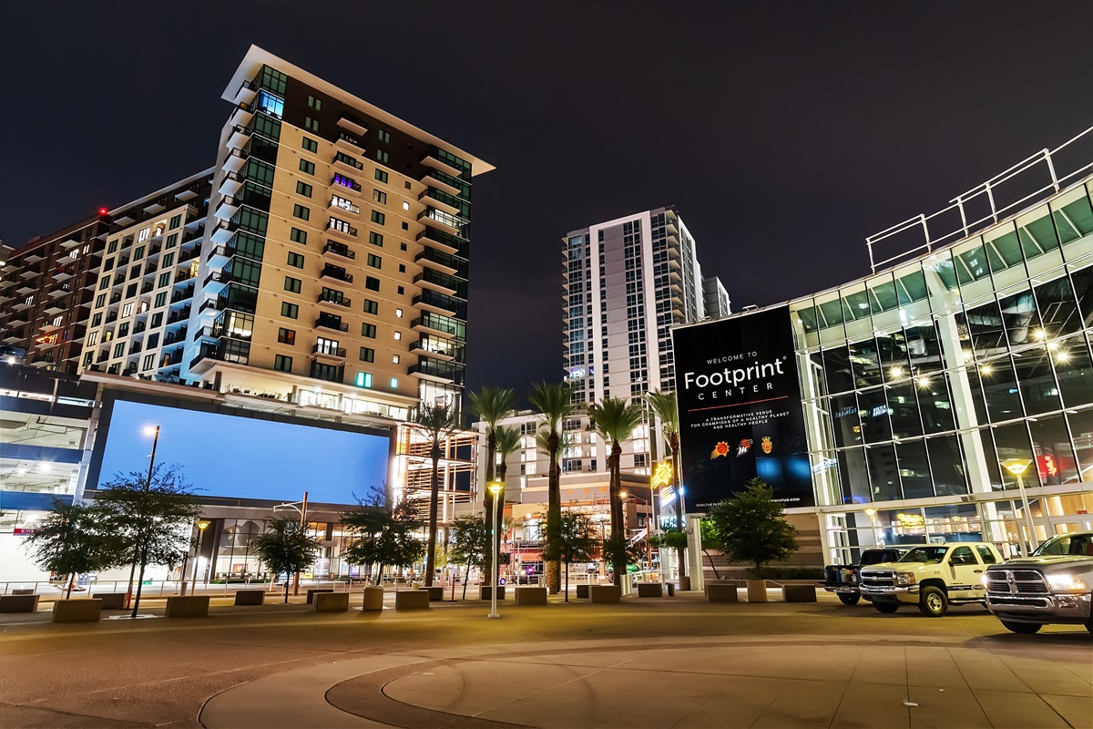 Downtown Phoenix Arizona at night.