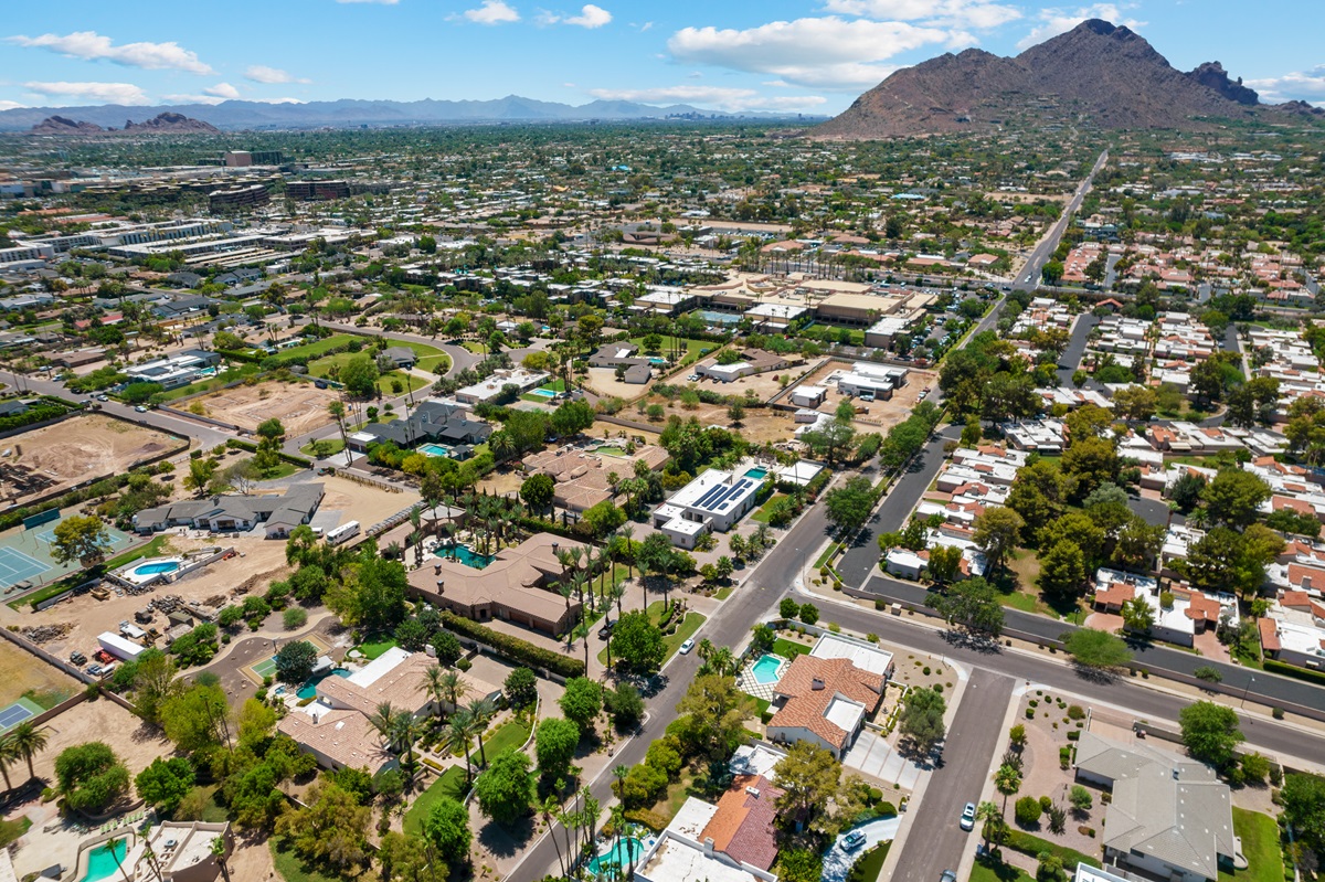 A community in Greater Phoenix seen from a drone.
