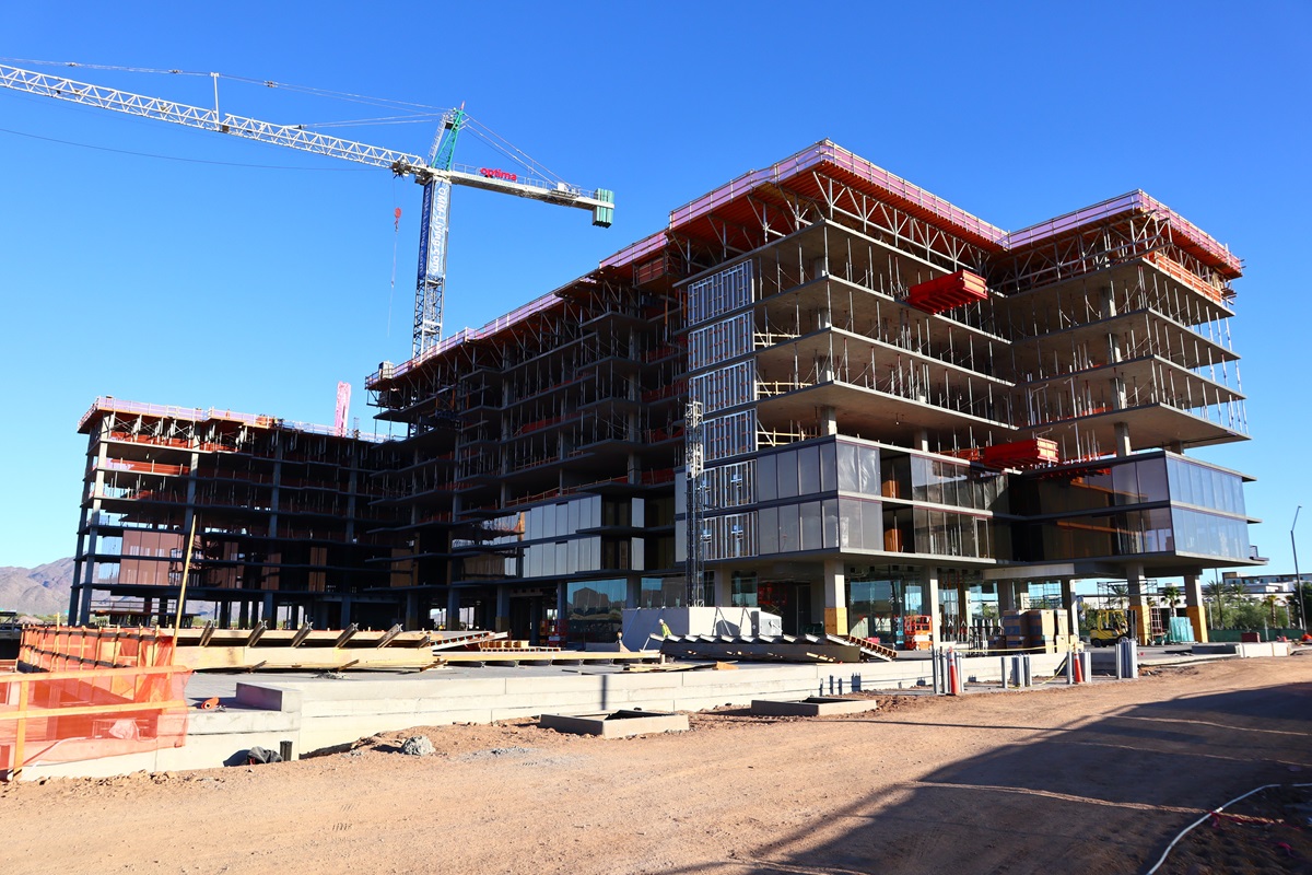 Photo of Optima McDowell Mountain Village under construction in Scottsdale.