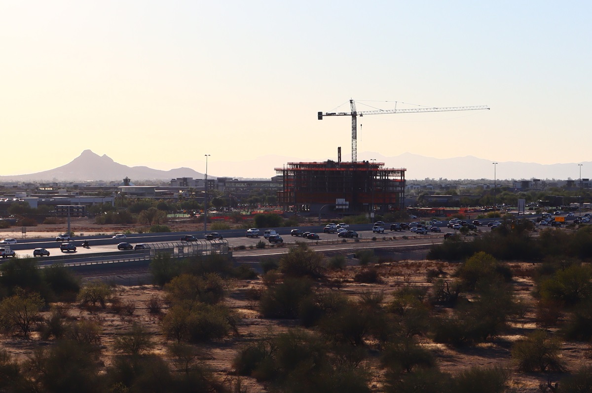 Photo of Optima McDowell Mountain Village under construction in Scottsdale.