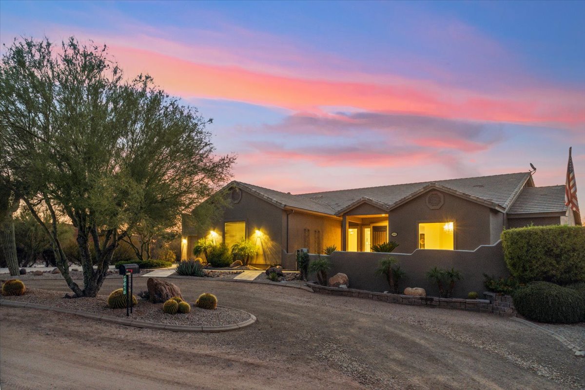 Exterior of a home for sale in Phoenix at sunset.