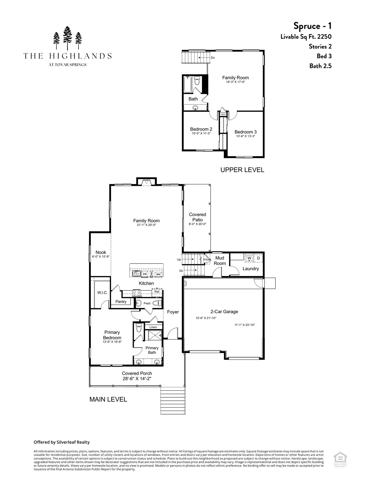 A floor plan for The Highlands at Tover Springs.