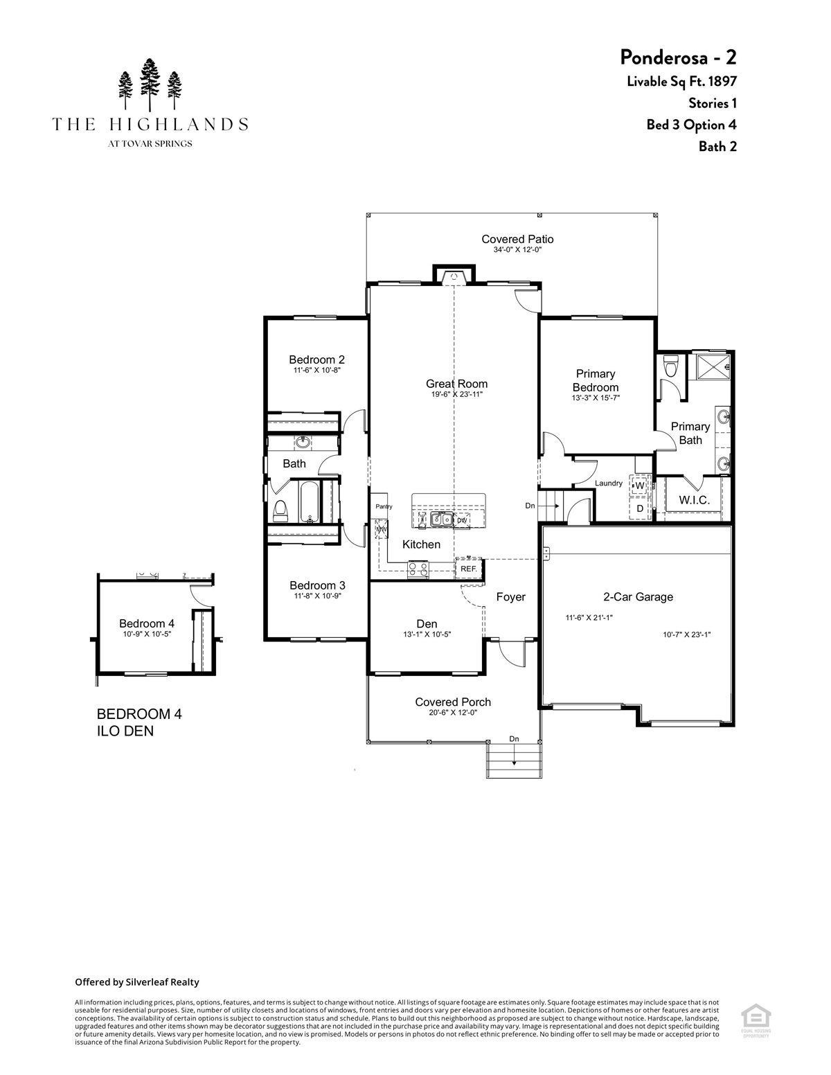 A floor plan for The Highlands at Tover Springs.