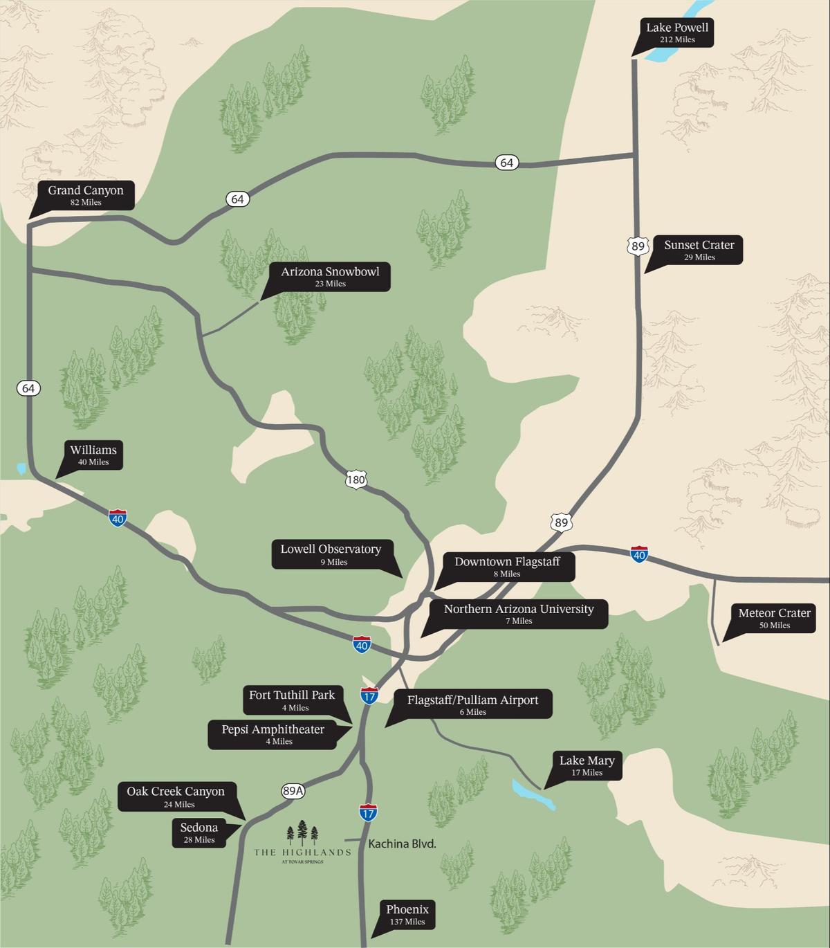 A map of Flagstaff, Arizona.