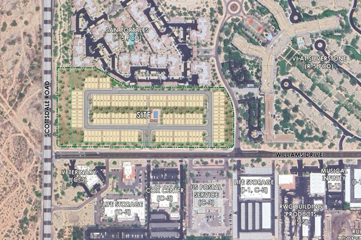 Site Plan for Aria at Silverstone Townhomes in North Scottsdale.