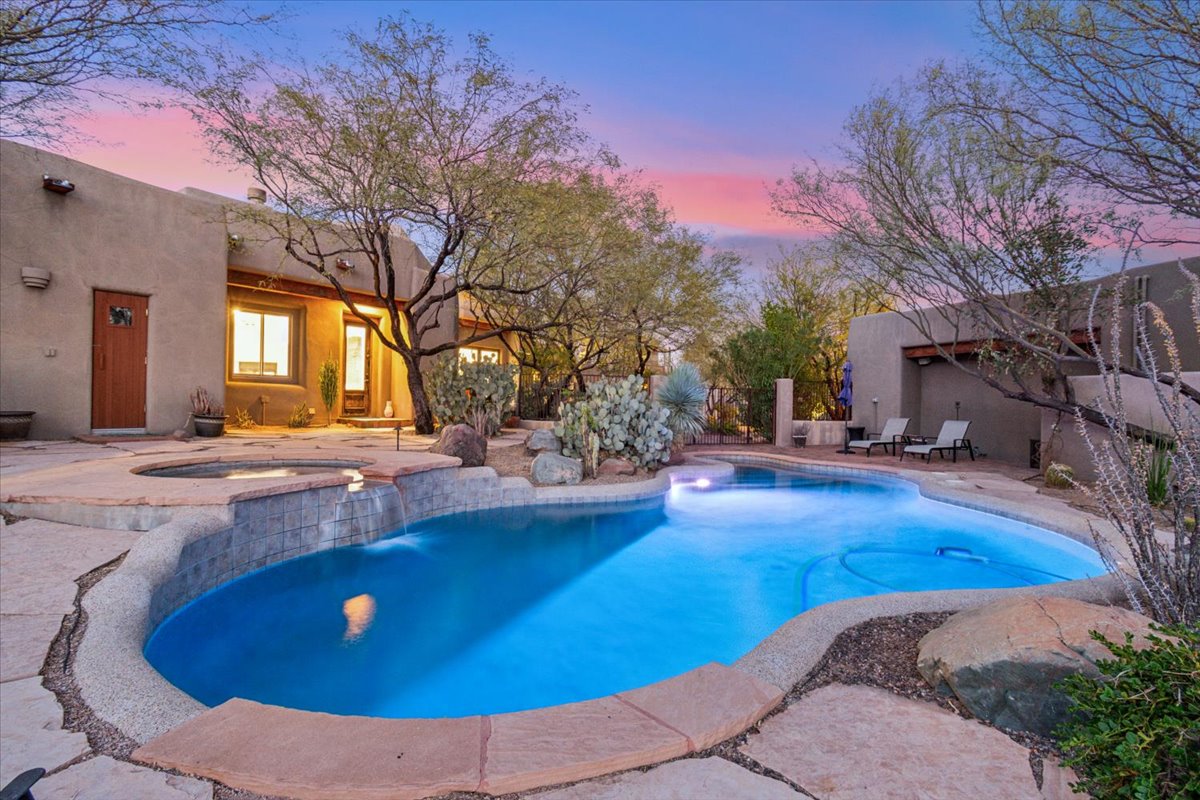 Backyard resort pool of a home in Cave Creek, Arizona.