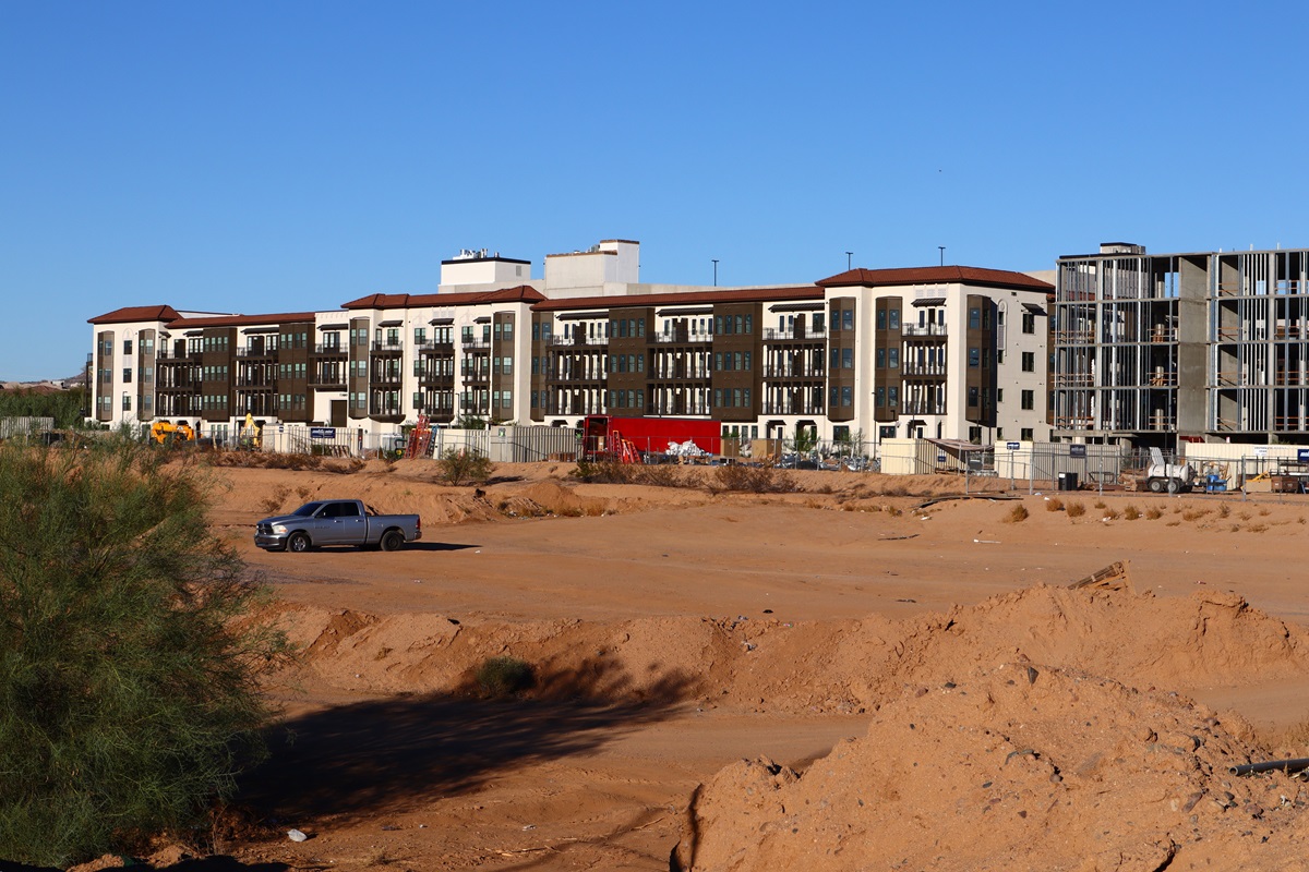 The Beverly nearing completion with visible architectural details and construction equipment.
