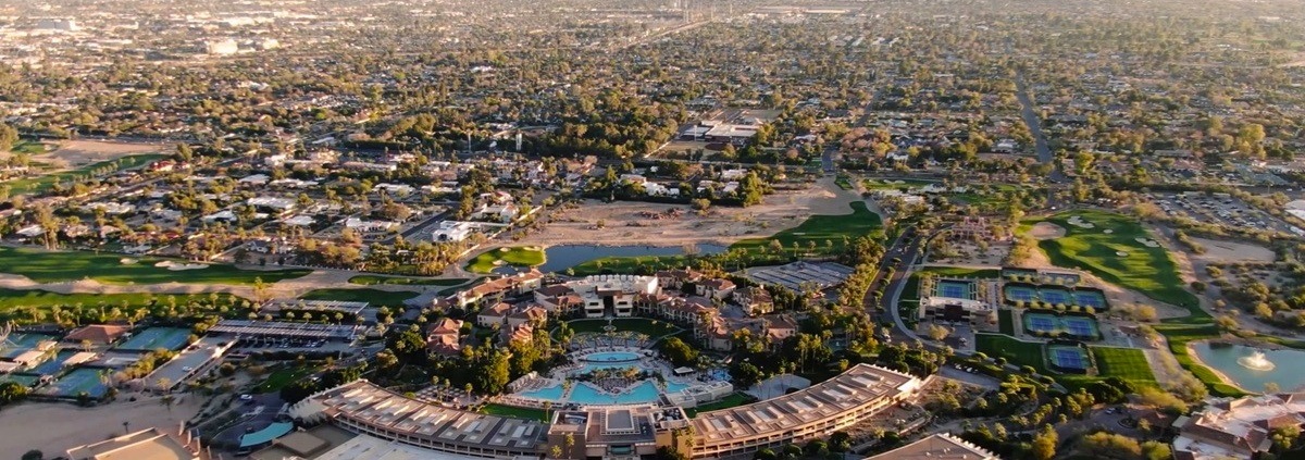 Top down view of The Phoenician Resort in Scottsdale, Arizona.