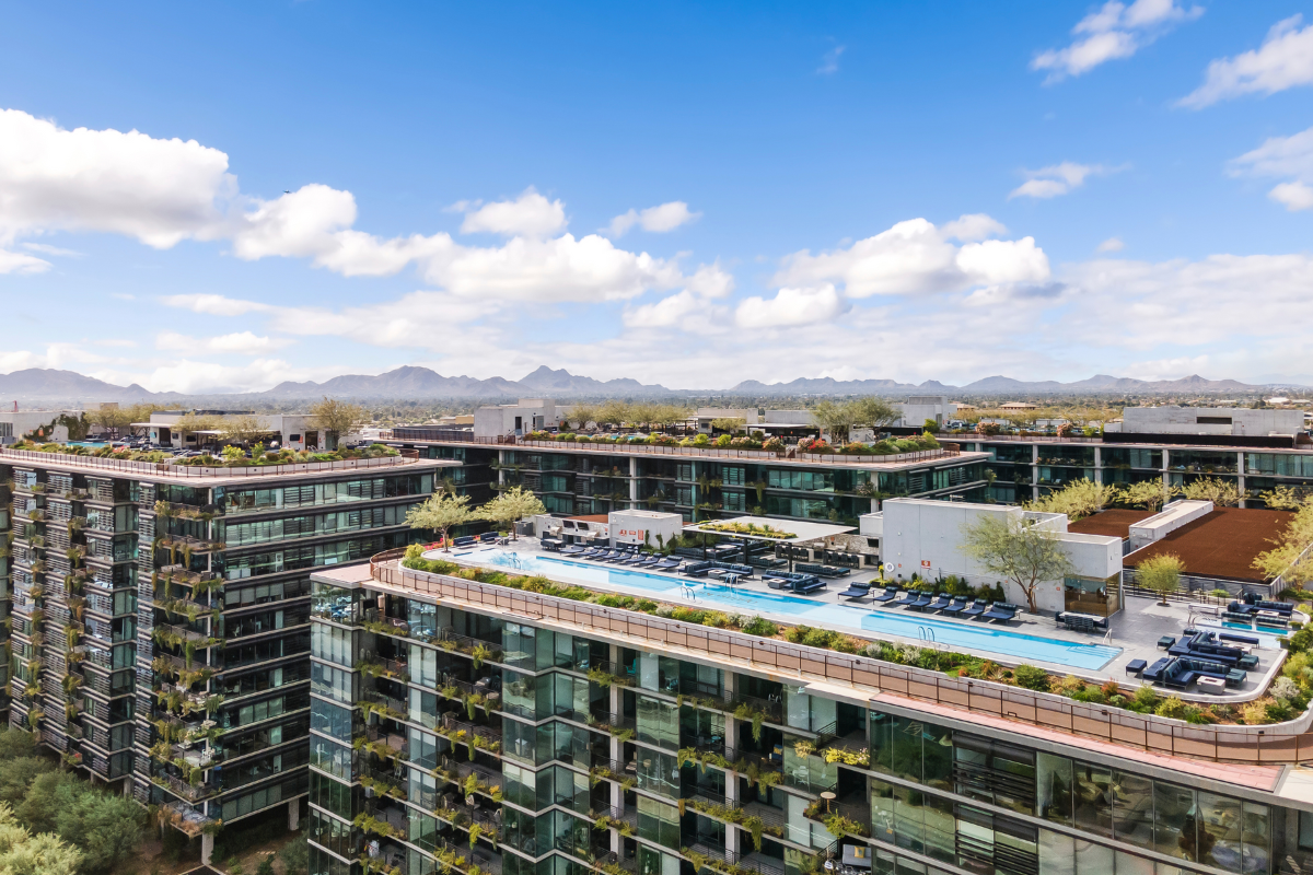 Drone photo of Optima Kierland in North Scottsdale.