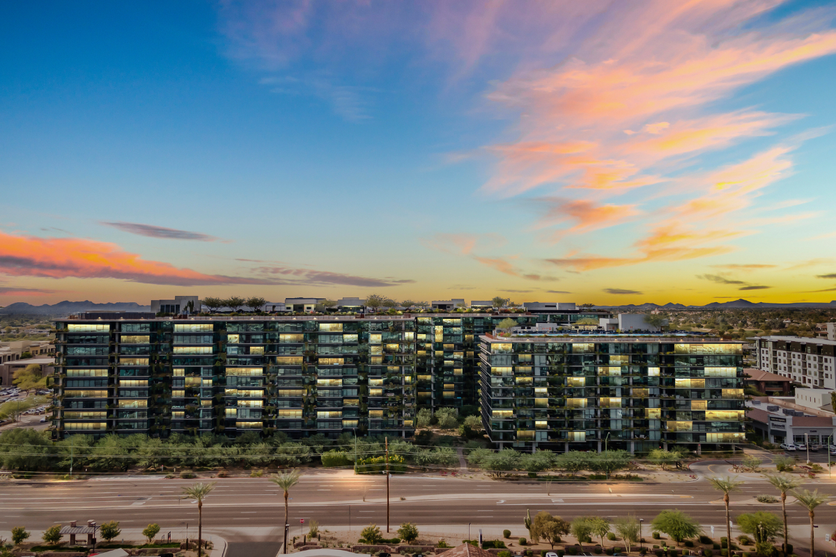 Drone photo of Optima Kierland in North Scottsdale.