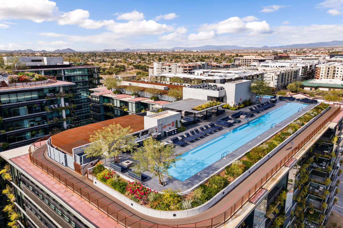 A photo of the rooftop Sky Deck at Optima Kierland.