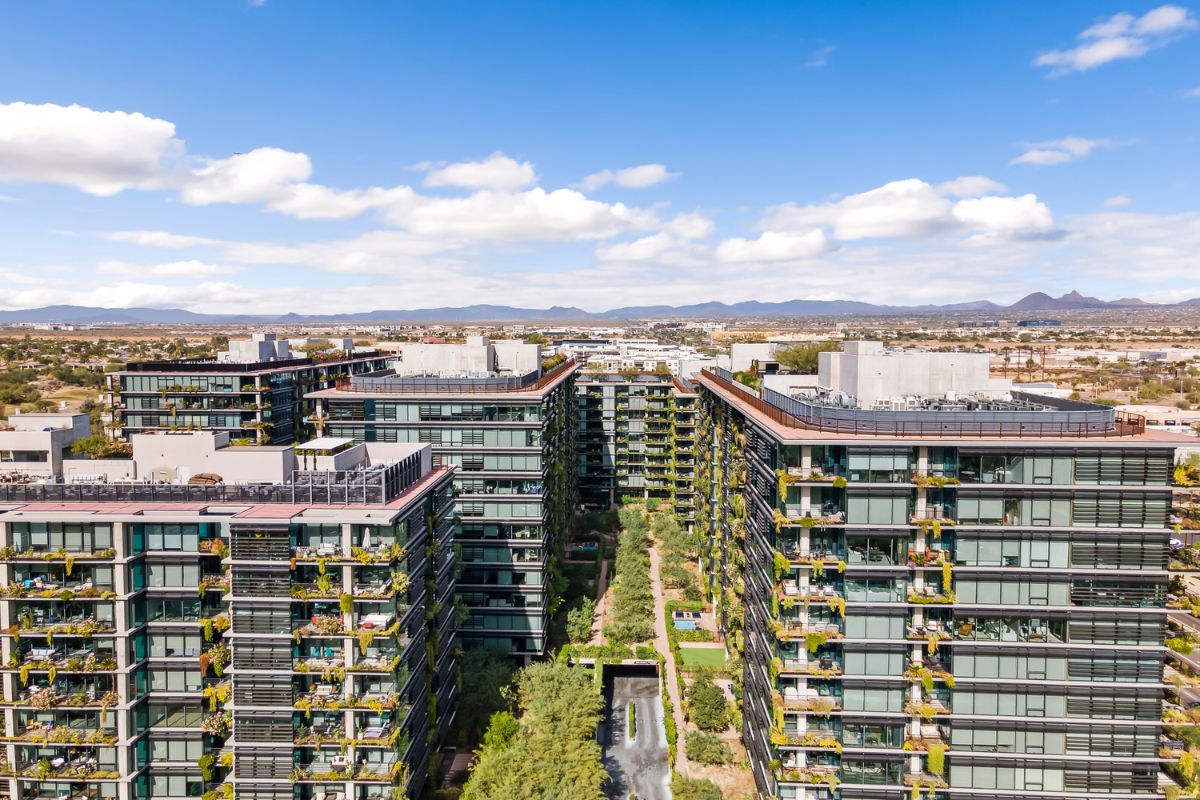 Drone photo of Optima Kierland in North Scottsdale.