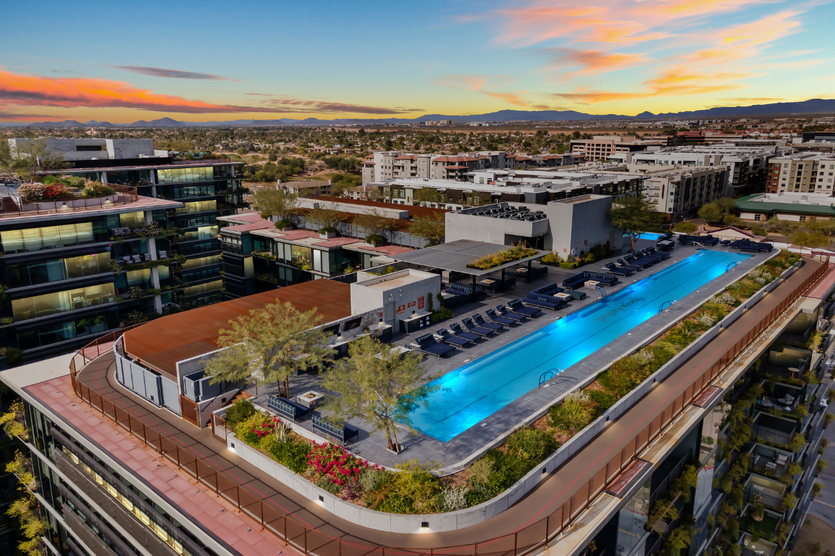 A photo of the rooftop Sky Deck at Optima Kierland.