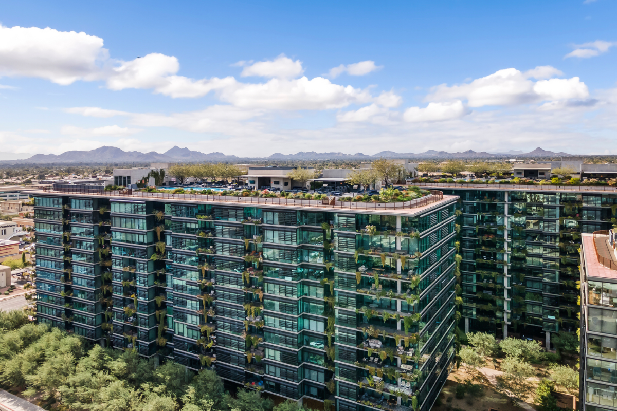 Drone photo of Optima Kierland in North Scottsdale.