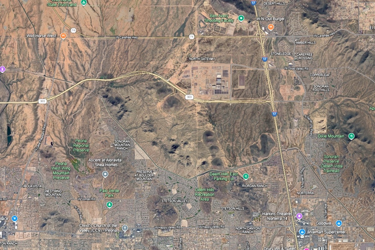 A map of the future North Phoenix location of NorthPark by Pulte Homes.