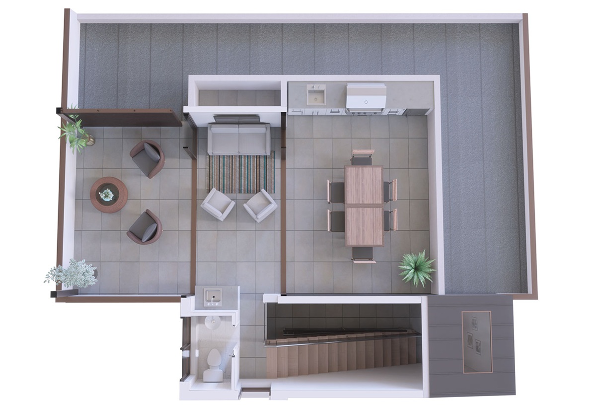Rendering of the Vista townhome floor plan at Vedana Tempe.