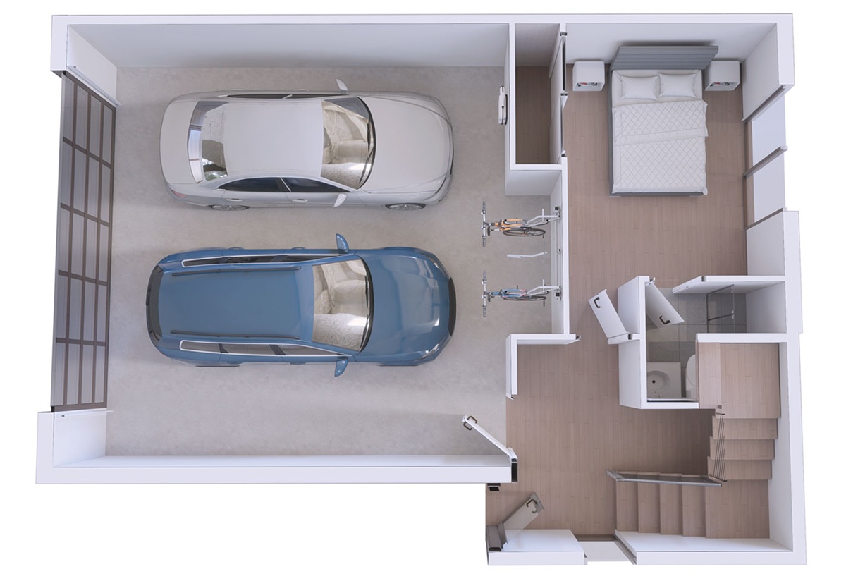Rendering of the Terra townhome floor plan at Vedana Tempe.