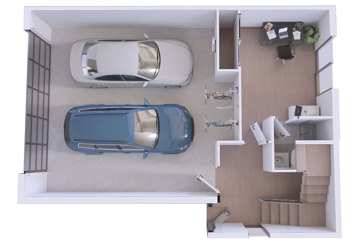 Rendering of the Terra townhome floor plan at Vedana Tempe.