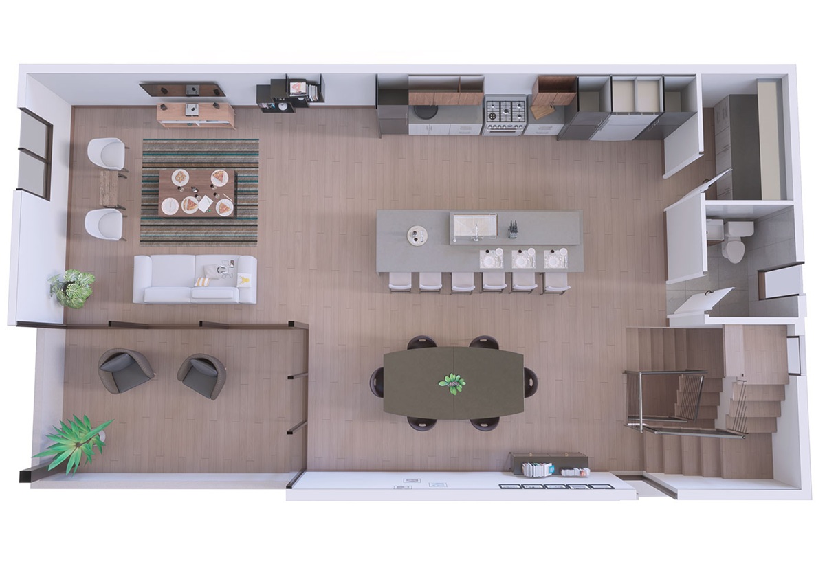 Rendering of the Terra townhome floor plan at Vedana Tempe.