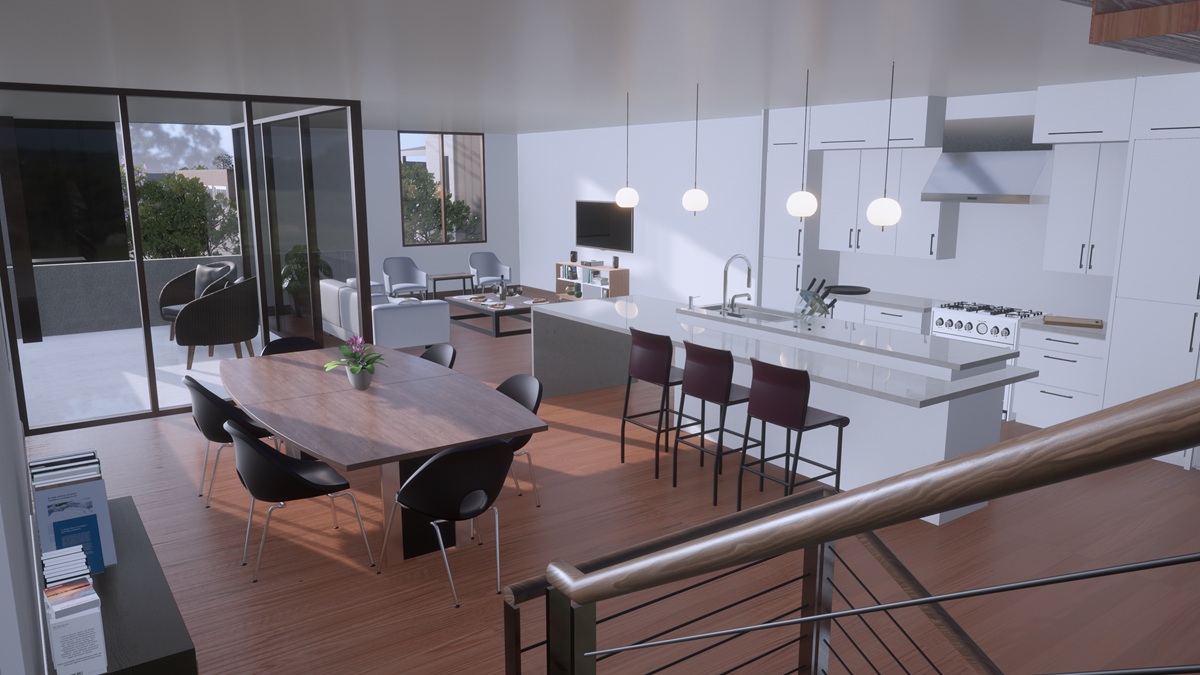 Rendering of the interior of a townhome at Vedana in Tempe, Arizona.