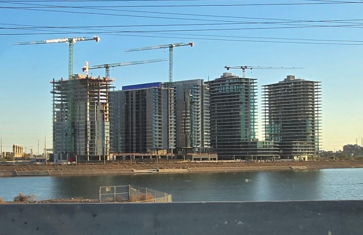 Rendering of South Pier under construction in Tempe, Arizona.