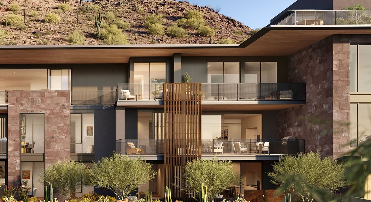 Rendering of the frontage of Summit by Olson Kundig