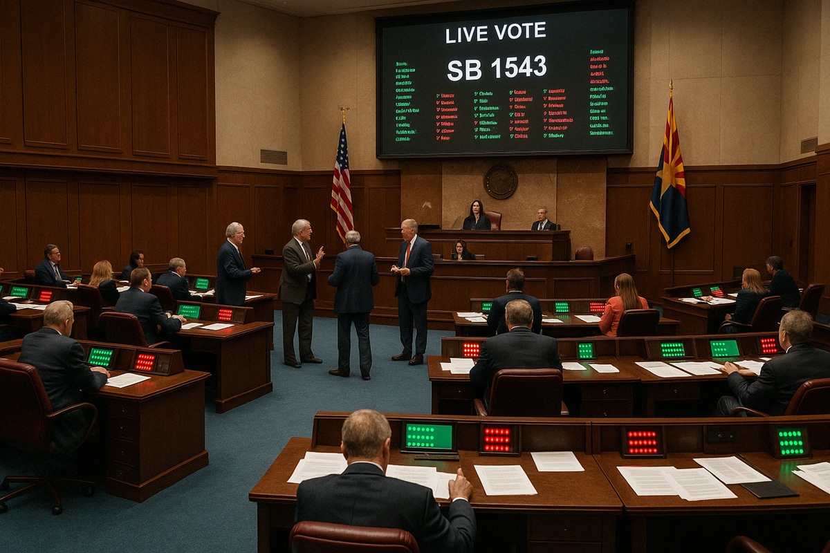 Rendering depicting the Arizona state senate casting a vote.