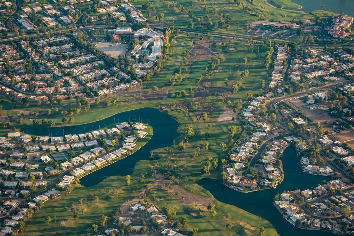aerial view of arizona golf course