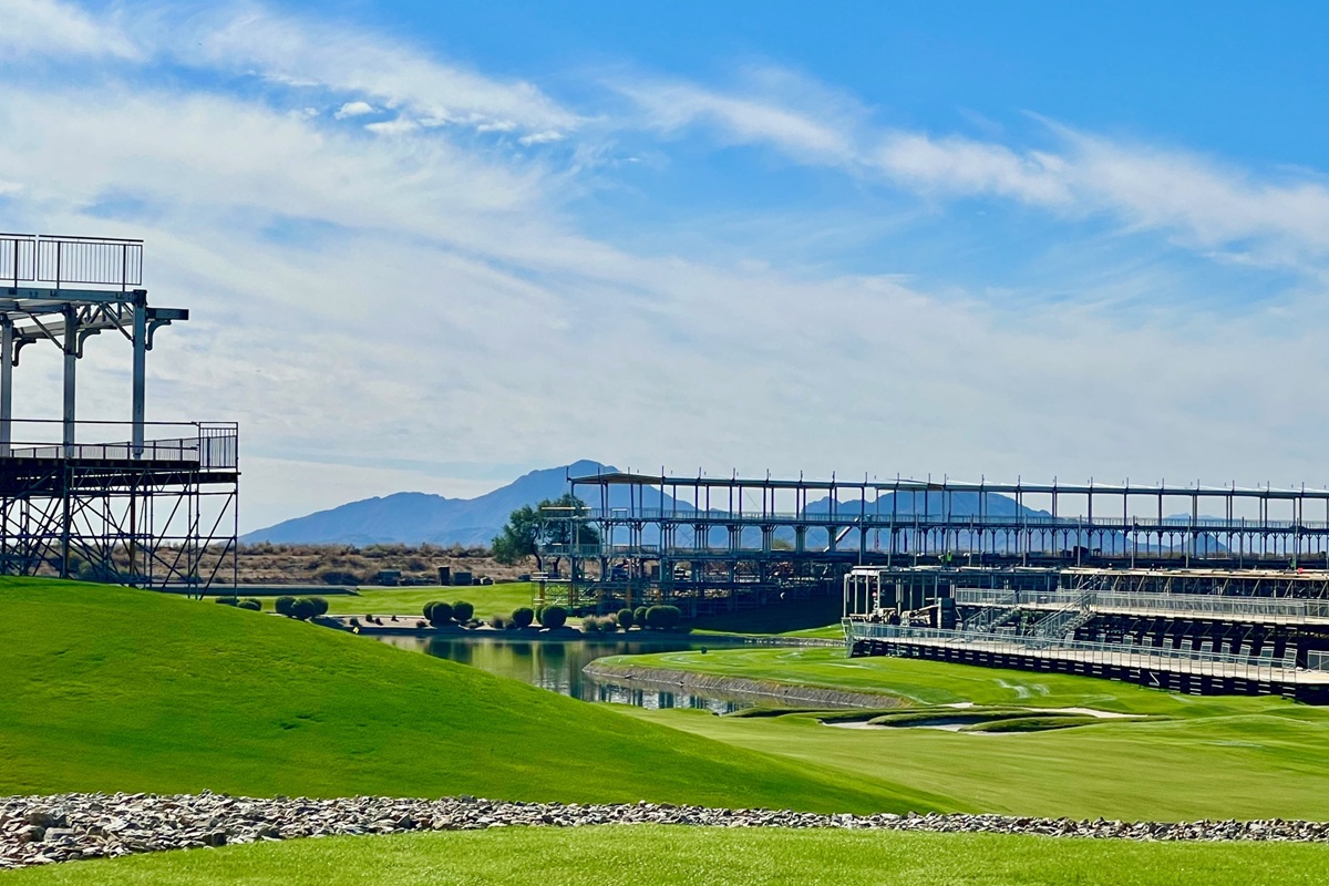 TPC Scottsdale Golf Course on a blue sunny day.