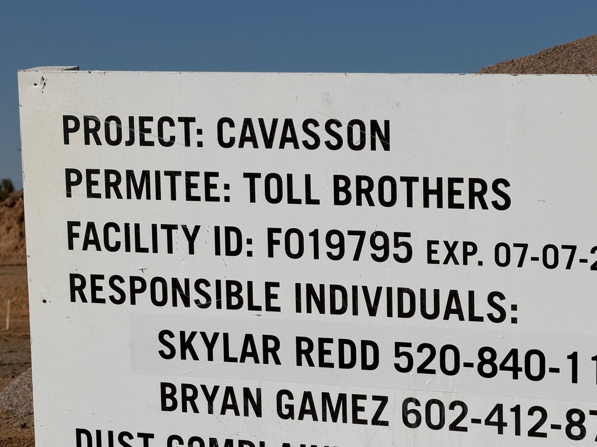 Site work beginning at Toll at Cavasson.