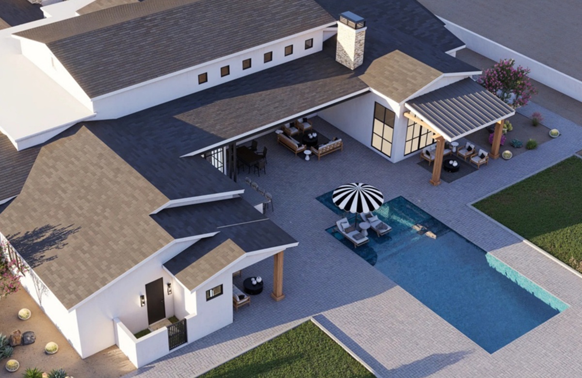 Rendering of a modern custom home in Scottsdale.
