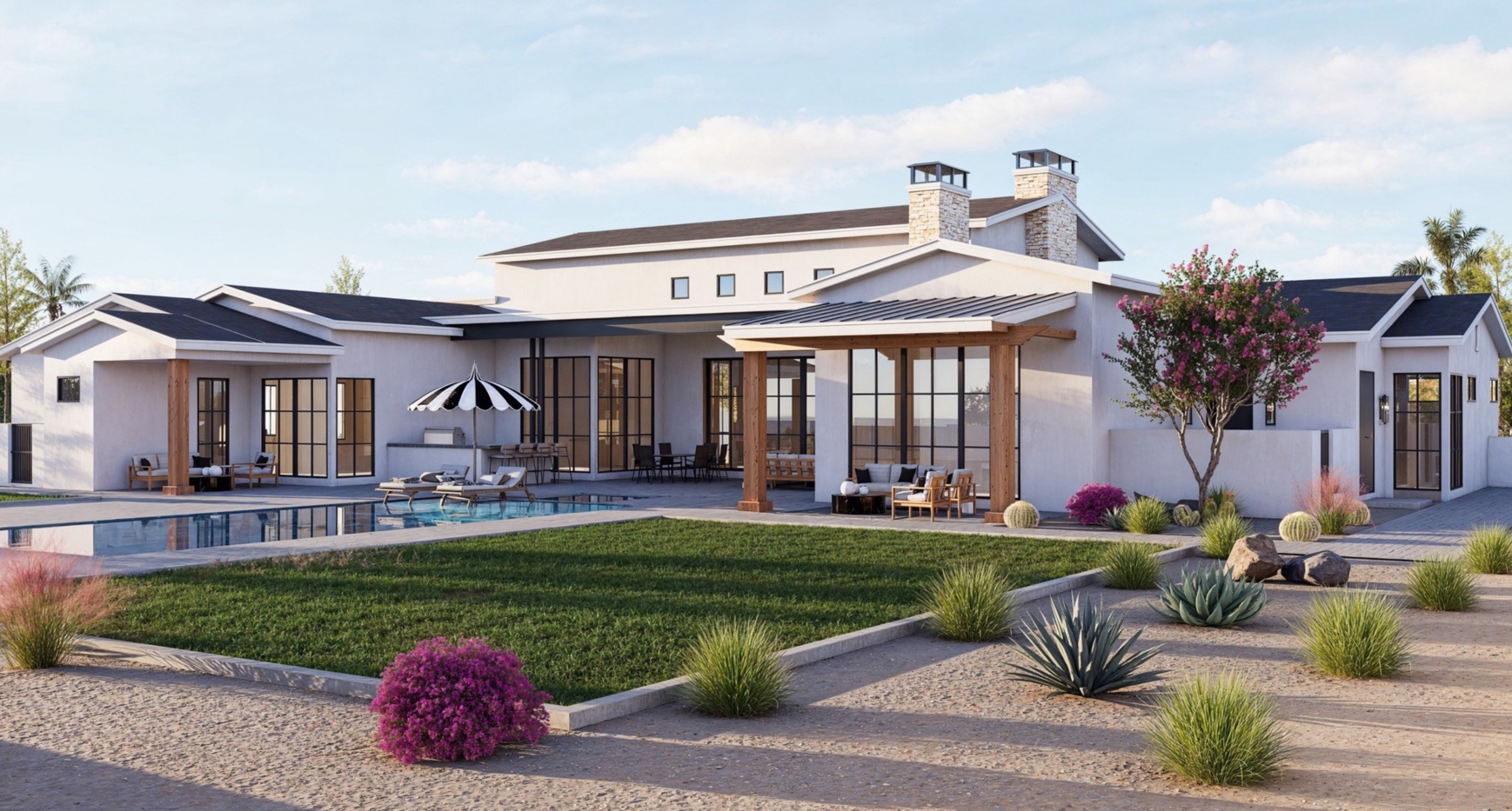 Rendering of a modern custom home in Scottsdale.