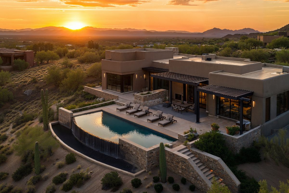 luxury home with desert back yard
